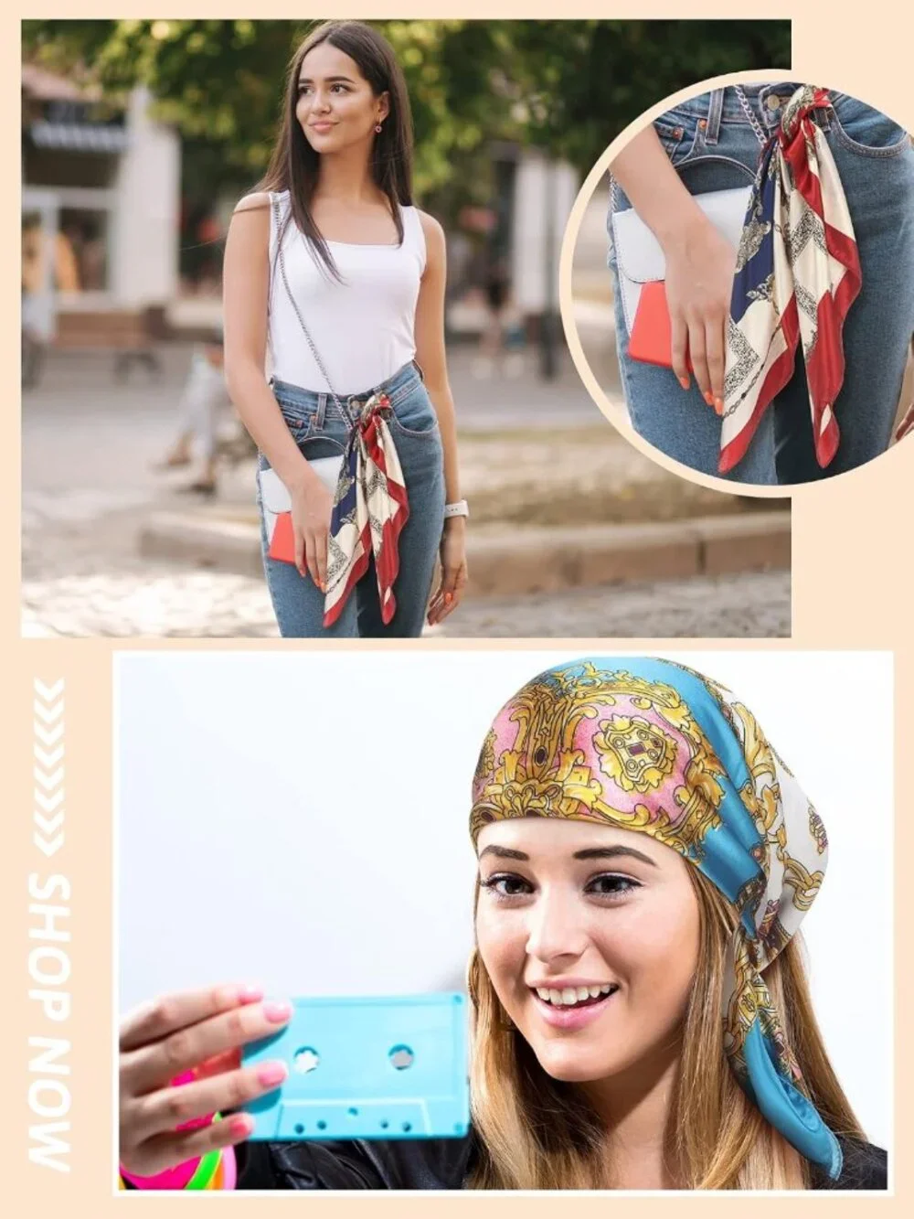 16 Pcs Large Satin Head Scarves for Women - Silk-Like Hair Wraps & Travel Gifts